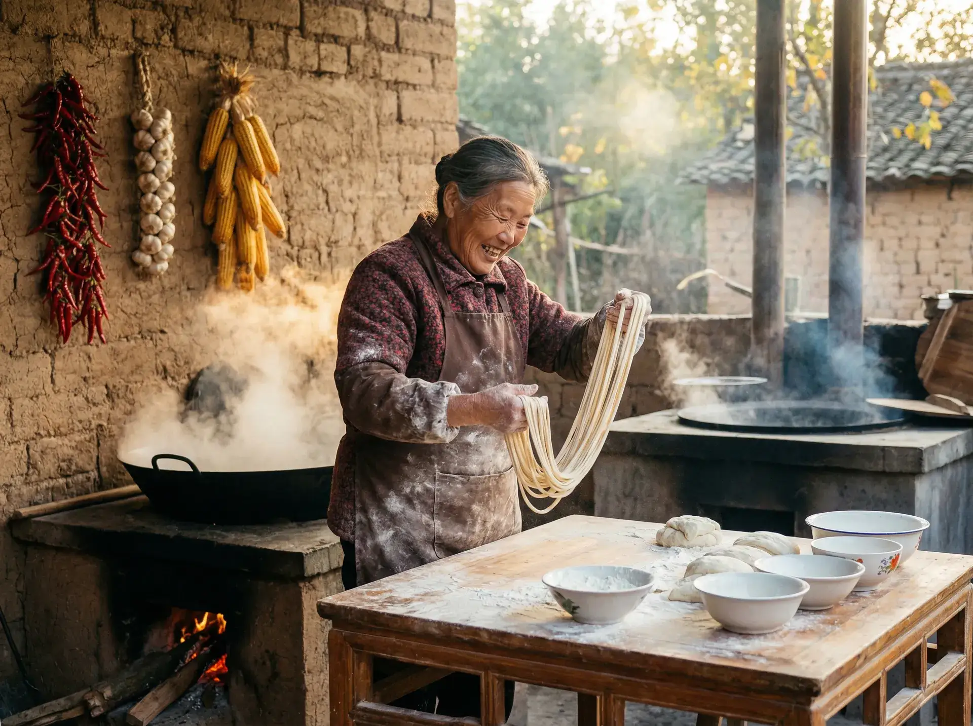 农家大嫂手擀面 - 国产剧情福利AV一区二区 乡村美食